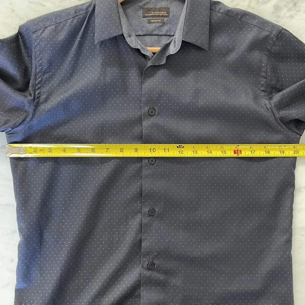 Black Tag Slim Fit Zara Men’s Navy Blue Dress Shirt medium - Picture 5 of 5